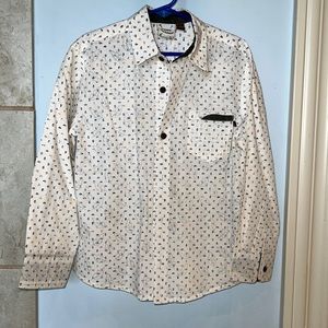 FORe!! Button down shirt, size 7.  Cream/brown/orange/green.Excellent condition!